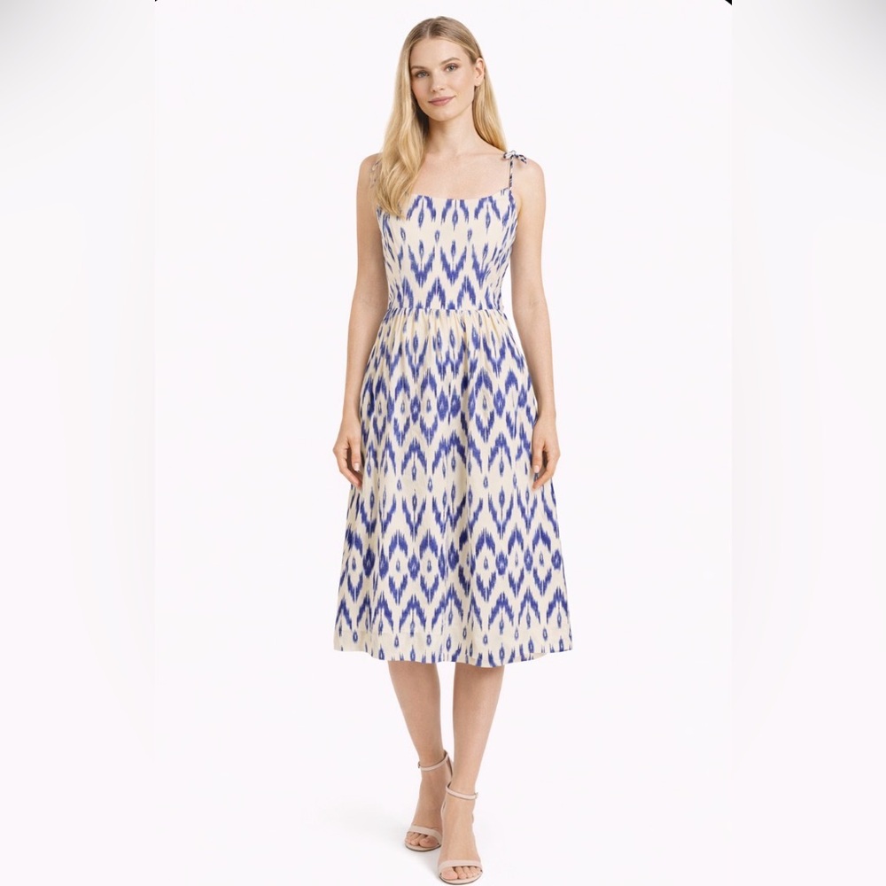 J. Crew Factory Dress Ikat Sundress 4 Tie Shoulders - Picture 1 of 5